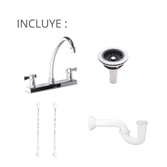 Combo Lavaplatos Acero 62 x 48 de Empotrar Tres Huecos