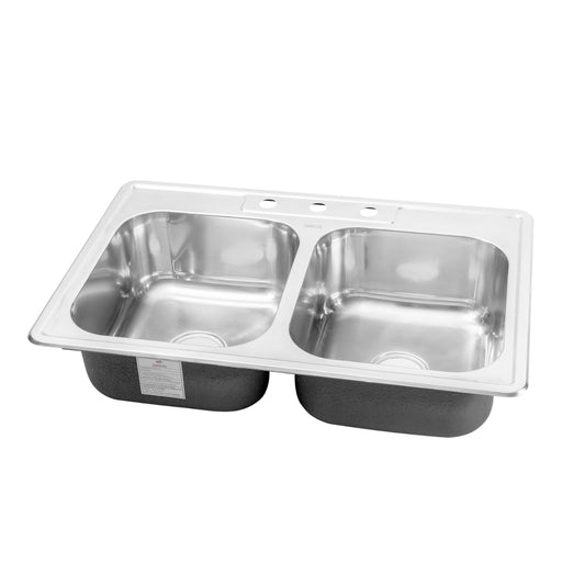 Kit Lavaplatos Acero 84 x 56 de empotrar Doble Poceta Tres Huecos