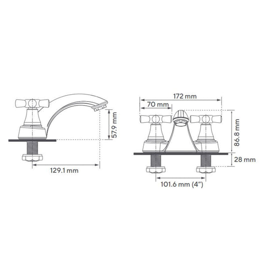 Mezclador Lavamanos 4" Helvetia