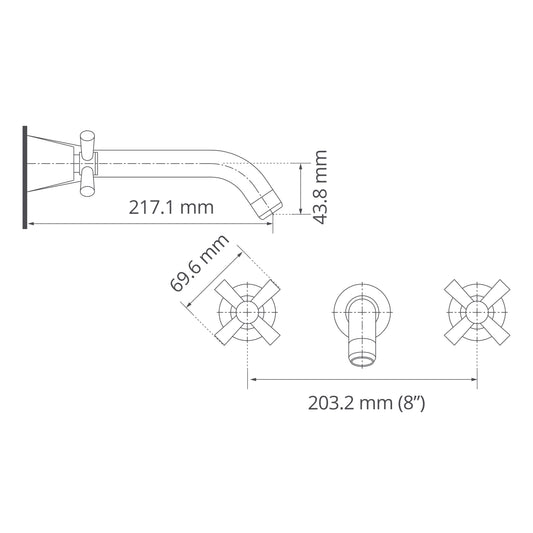 Mezclador 8" Pared Portobello