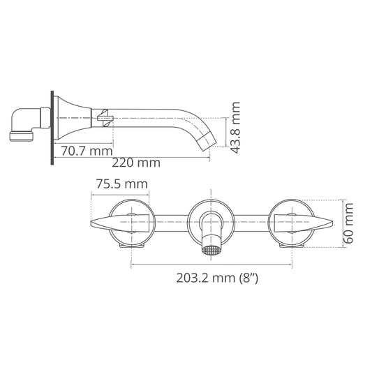 Mezclador 8" Pared Pristina