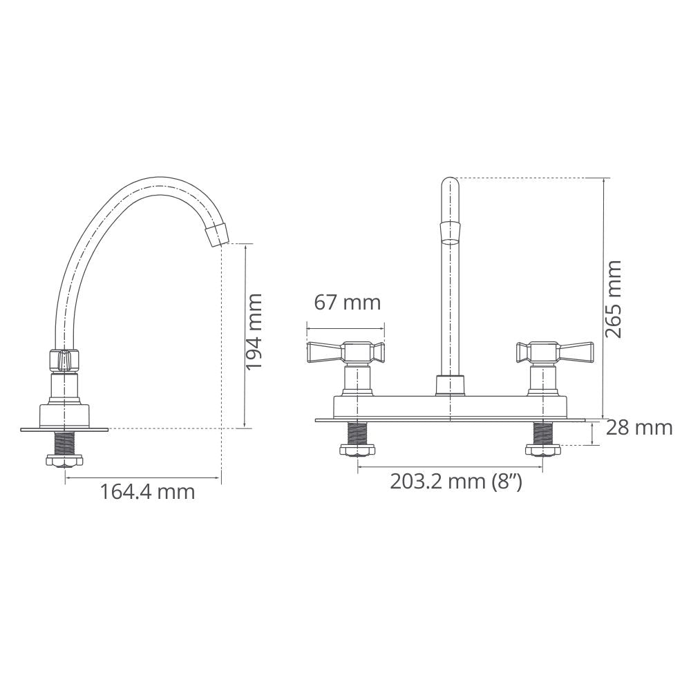 Mezclador Lavaplatos 8" Helix Pala