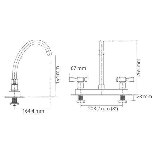 Mezclador Lavaplatos 8" Helix Pala
