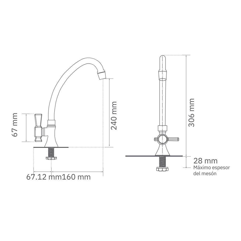 Llave Móvil Mesa Helix Pala
