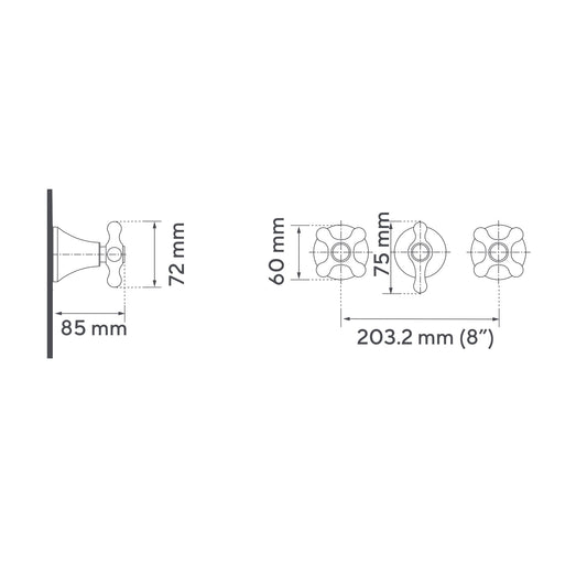 Mezclador Ducha 8” 3 Llaves Con Desviador Calima