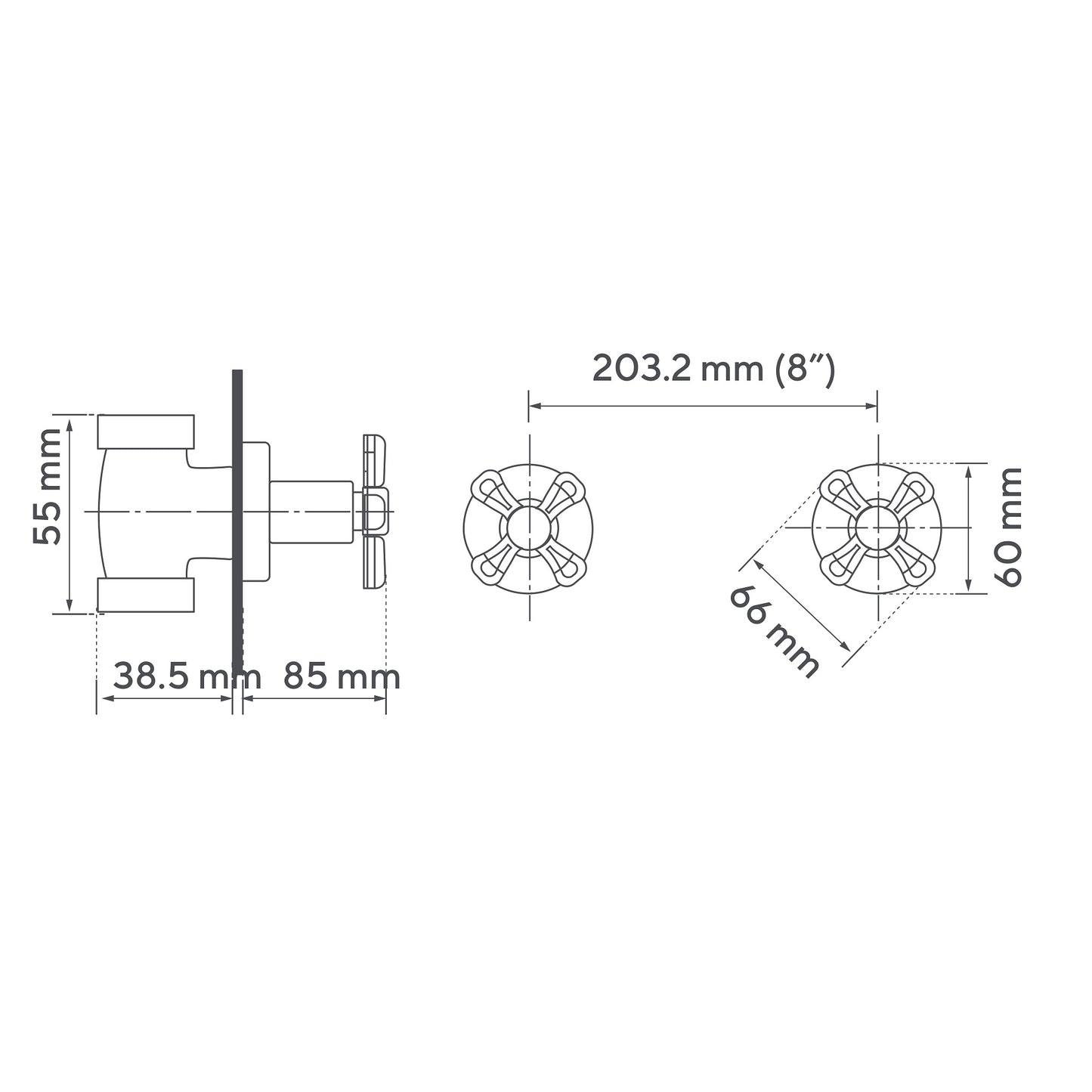 Mezclador Ducha 8" Atlántico
