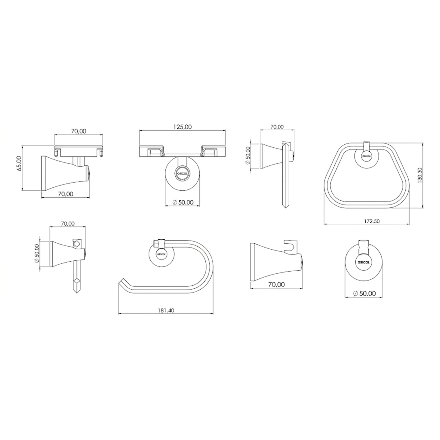 Kit Accesorios 4 Piezas Contempra (Toallero Aro)
