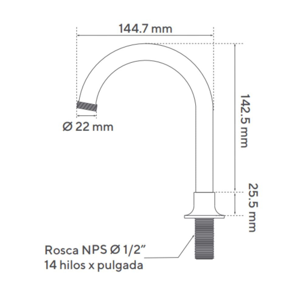 Brazo Fijo Lavamanos Metálico
