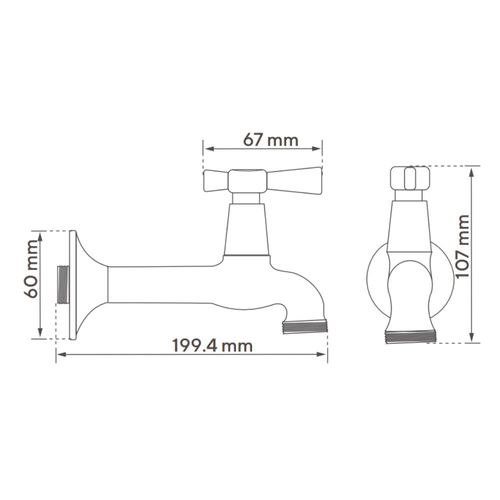 Llave Extensión Manguera Plástica Cromada 1/4 De Giro Bajo Consumo