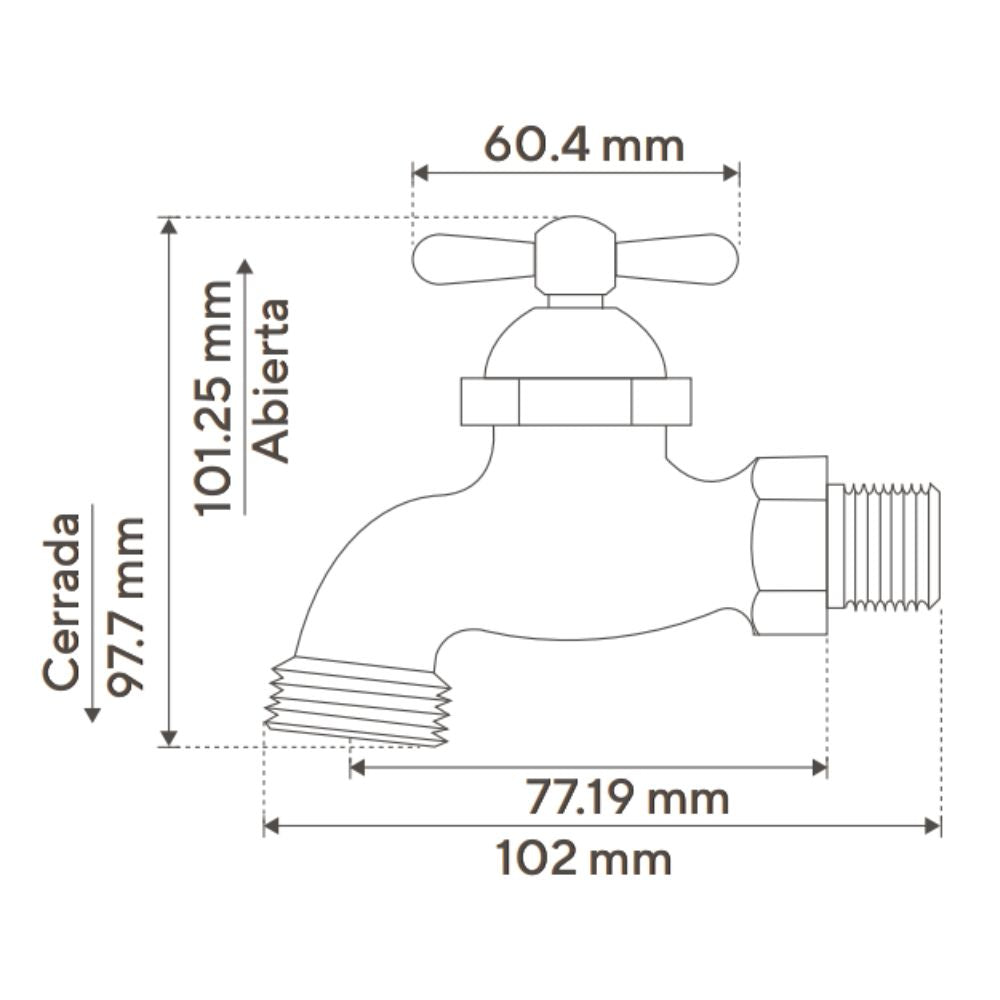 Llave Manguera Metálica Pesada Bronce