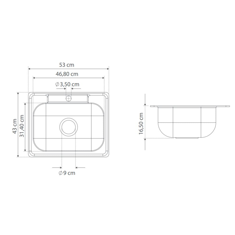 Lavaplatos De Empotrar 53 X 43 Cm Con Complementos