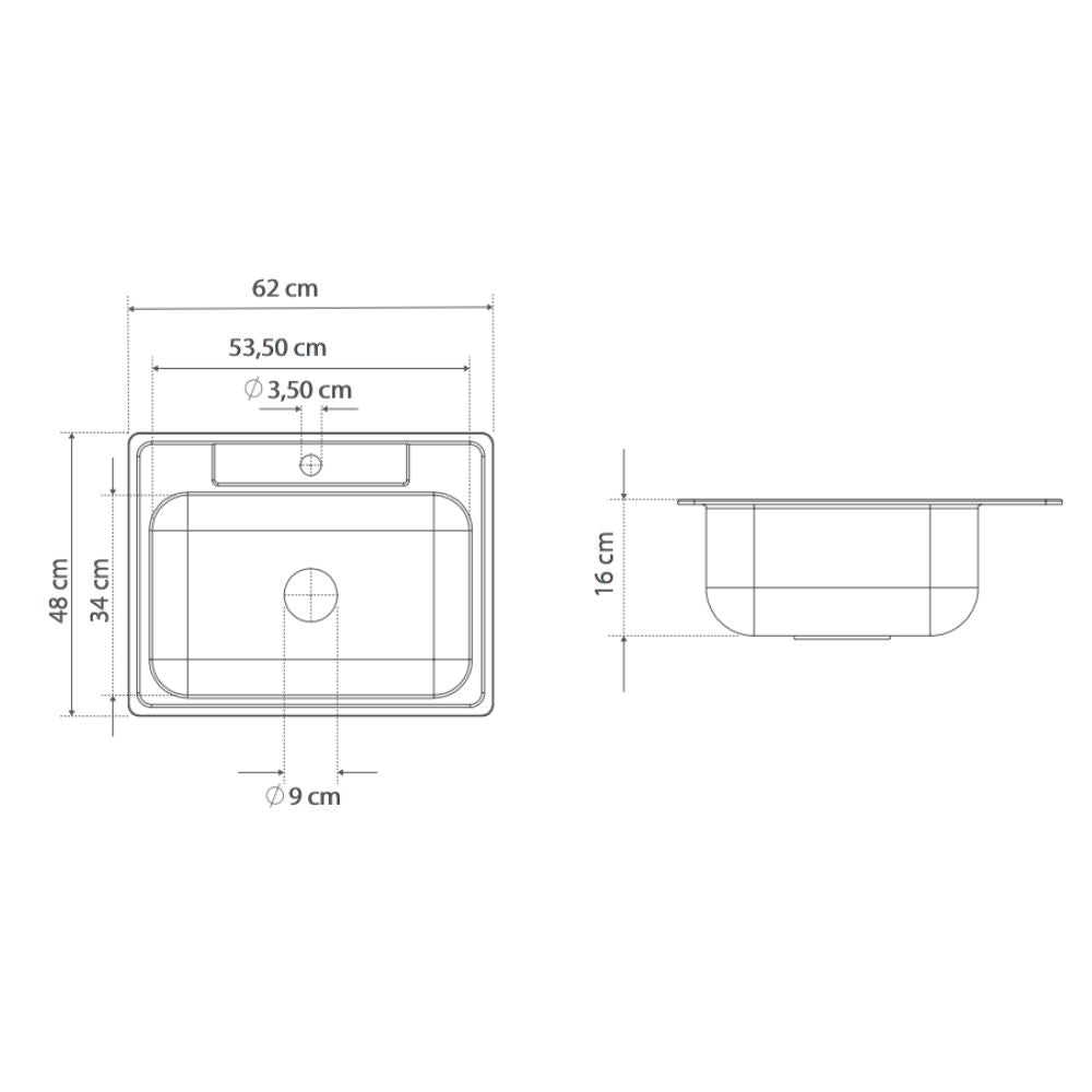 Combo Lavaplatos Acero 62 x 48 de Empotrar un Hueco