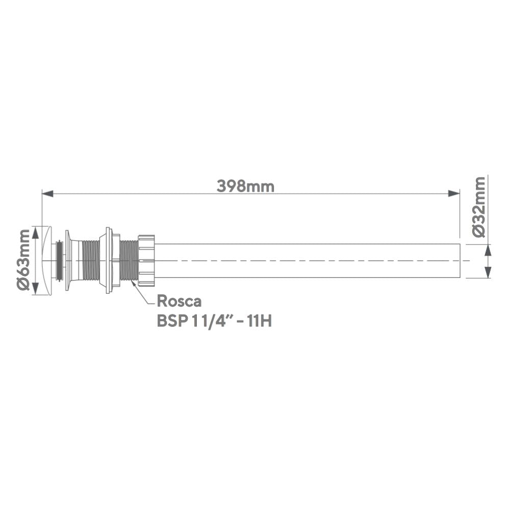 Desagüe Push Metálico Con Rebose Largo