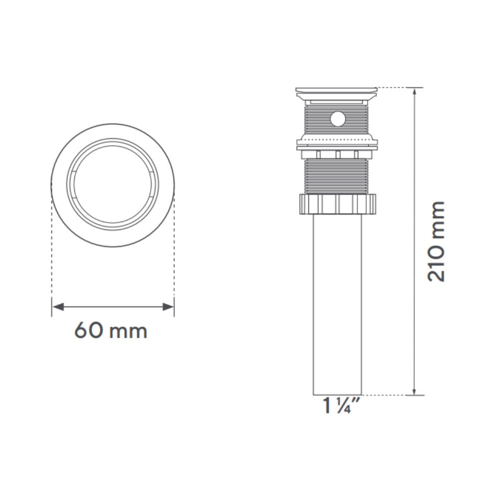 Desagüe Push Metálico Sin Rebose Corto