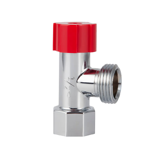 Llave Lavadora Plástica Cromada Manija Roja