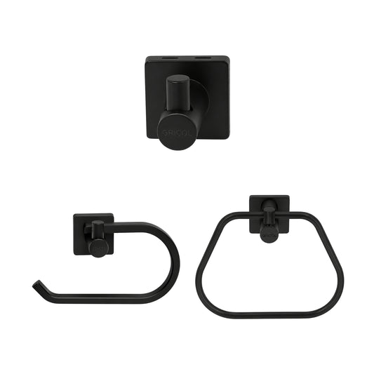 Kit accesorios 3 piezas GENESIS con Toallero Aro Negro
