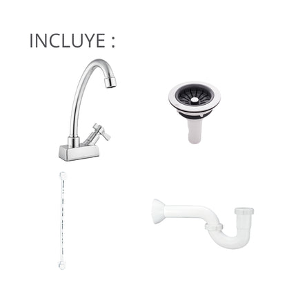 Combo Lavaplatos Acero 120 x 50 de sobreponer Poceta Izquierda un hueco