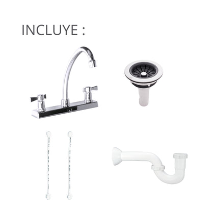 Combo Lavaplatos Acero 100 X 50 de Sobreponer Poceta Derecha Tres Huecos