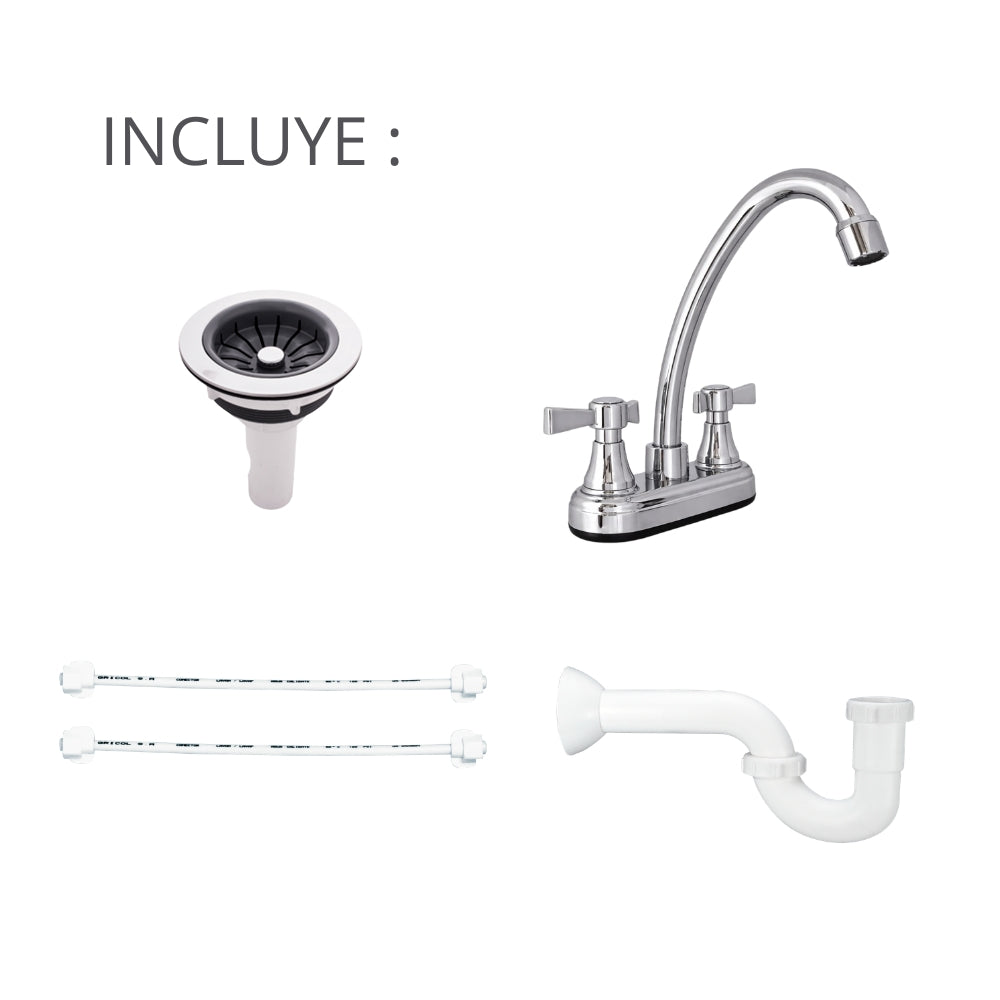 Combo Lavaplatos Acero 53 x 43 de Empotrar dos Huecos