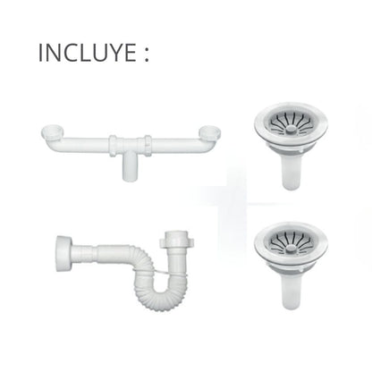 Kit Lavaplatos Acero 80 x 50 de Submontar Poceta Derecha Pequeña