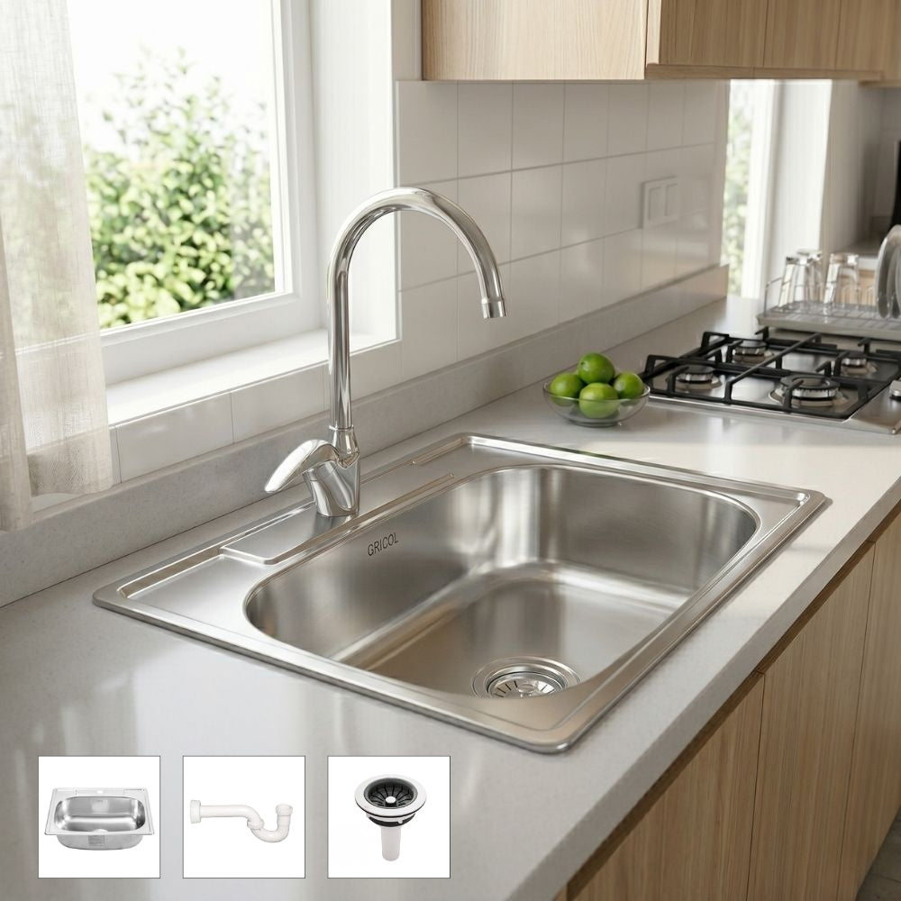 Kit Lavaplatos Acero 53 x 43 de Empotrar un Hueco