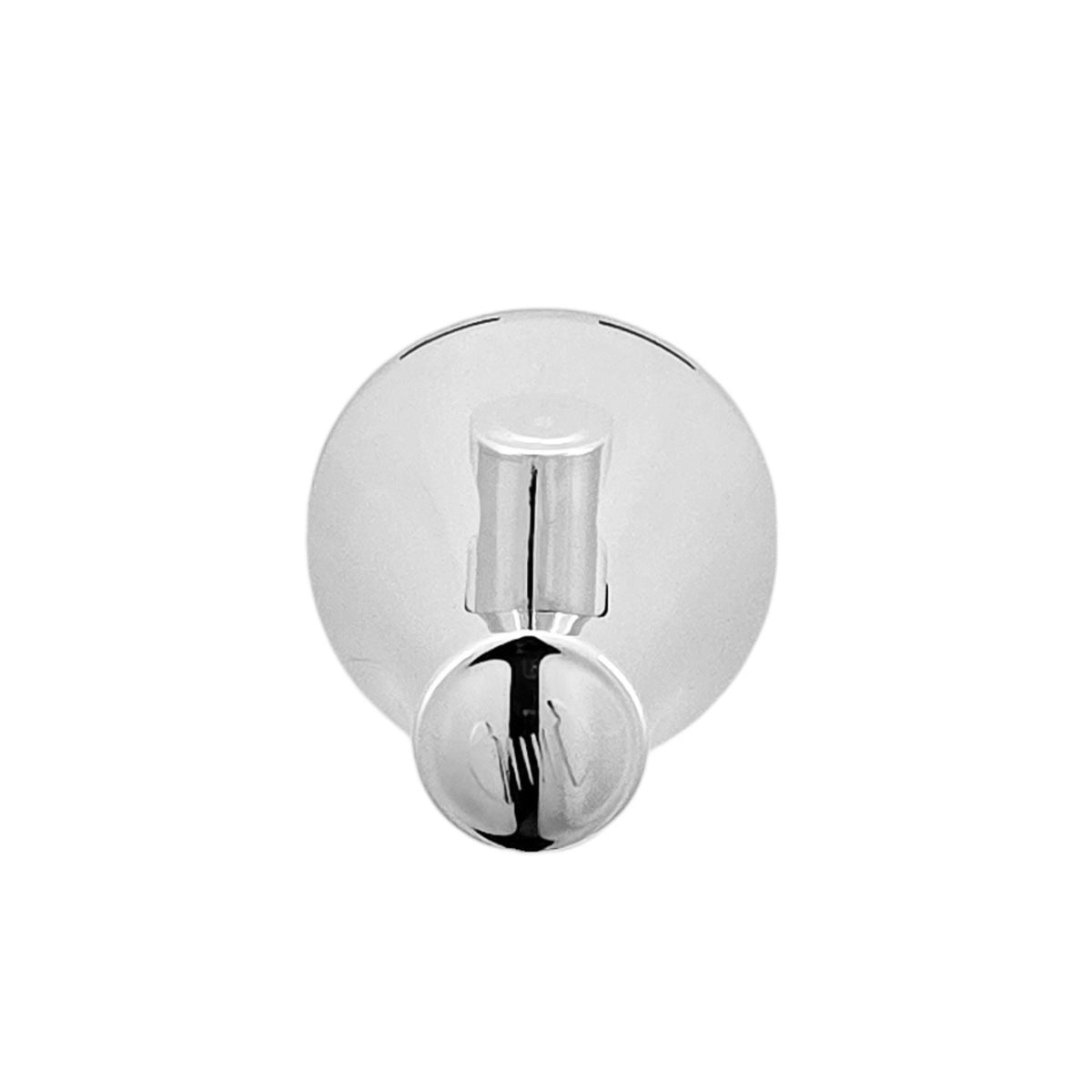 Vista frontal del gancho perchero para baño Contempra cromado con logo Gricol