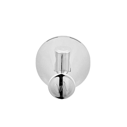 Vista frontal del gancho perchero para baño Contempra cromado con logo Gricol