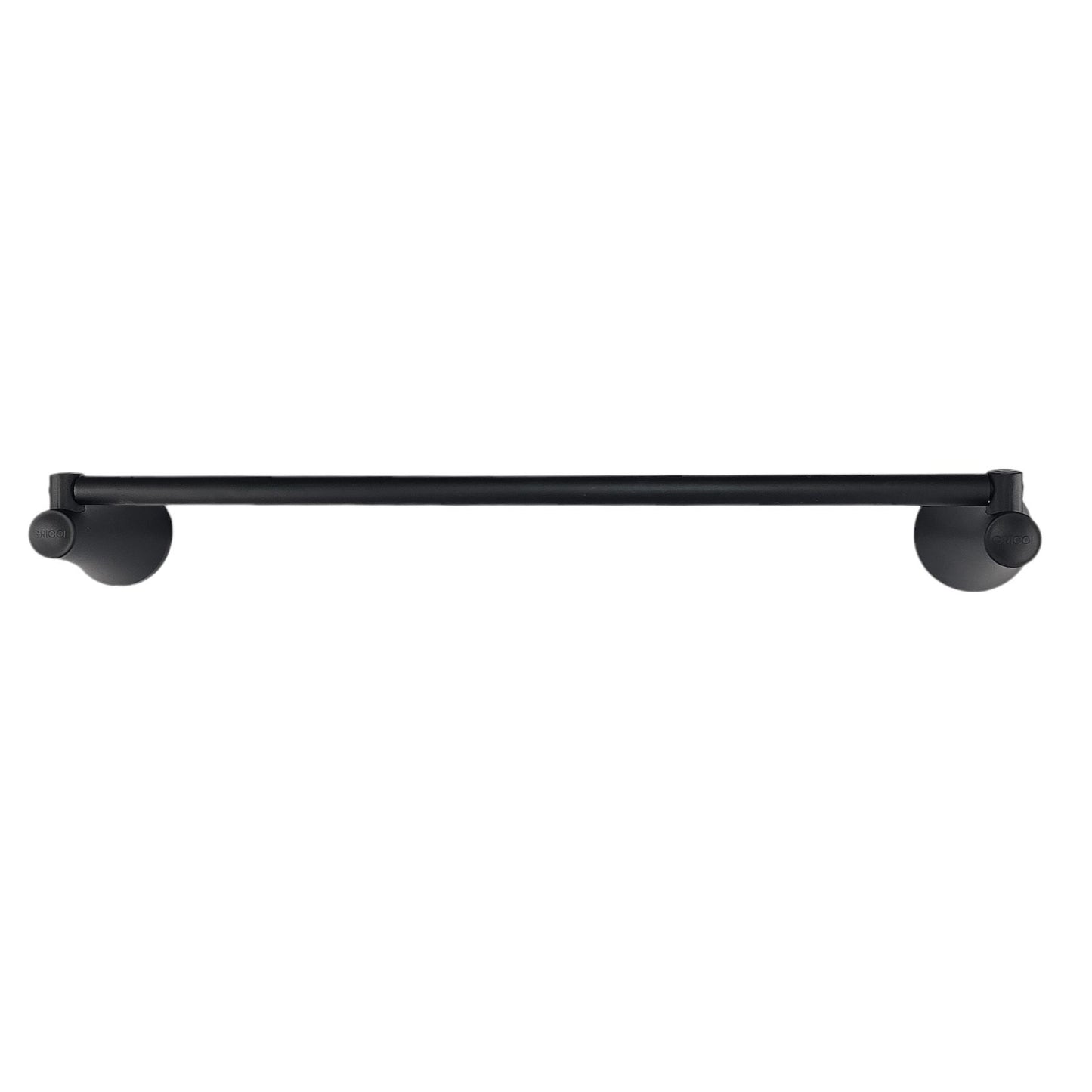 Toallero de barra Contempra para baño, vista frontal con acabado negro mate.