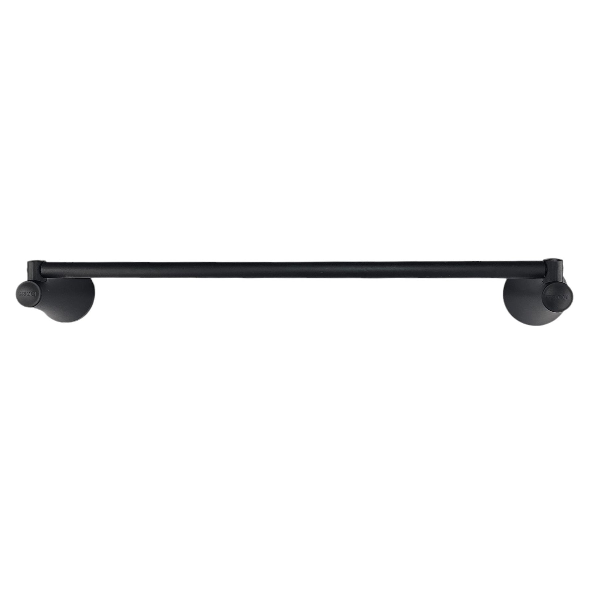Toallero de barra Contempra para baño, vista frontal con acabado negro mate.
