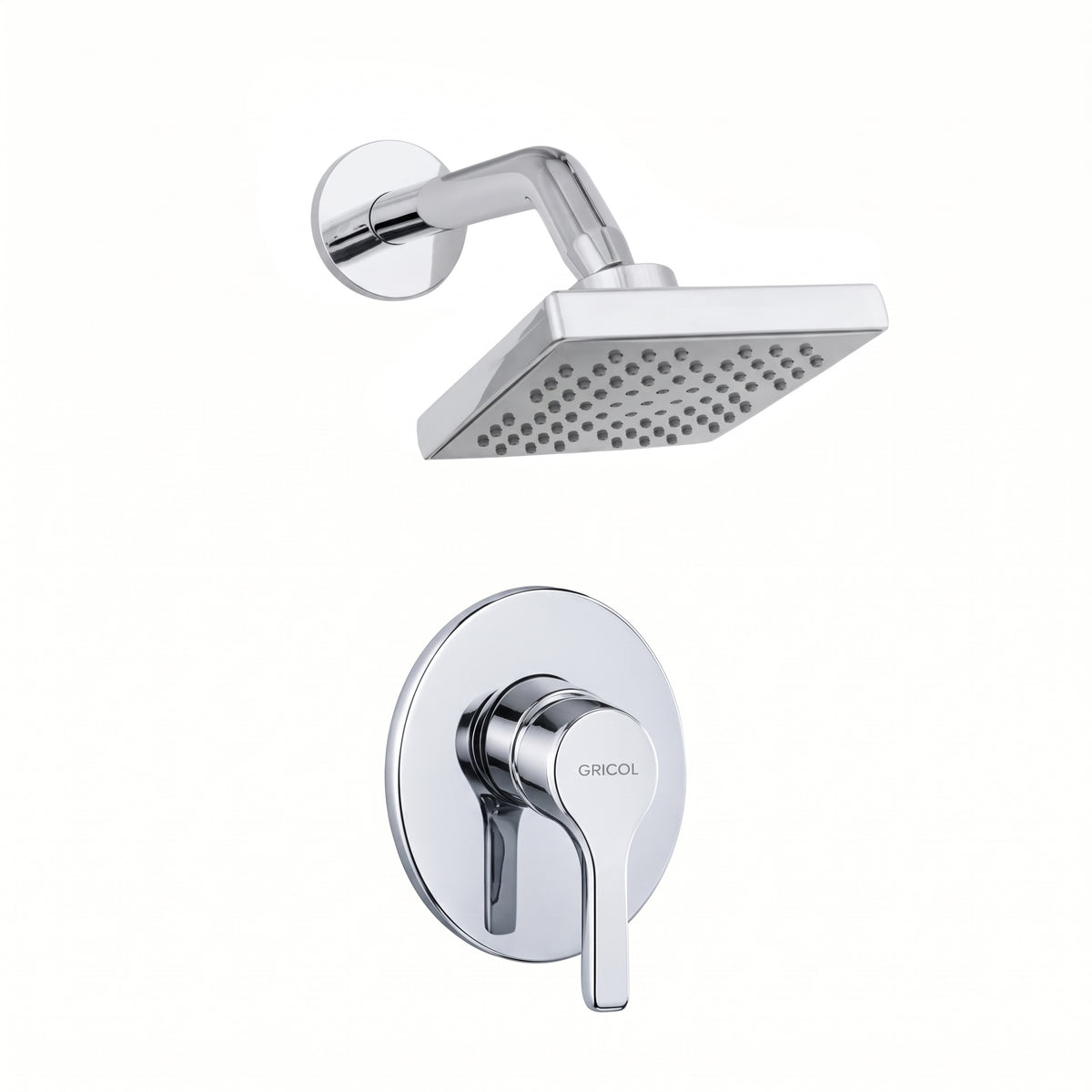 Conjunto Ducha Monomando Dante escudo ovalado con regadera Vico bajo consumo de acabado cromado ref. 01-4302-11BC y manija con diseño