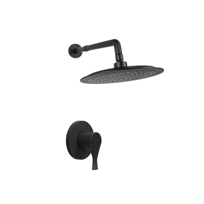 Conjunto Ducha Monomando Sion con regadera Iseo redonda bajo consumo con escudo redondo negro mate ref. 01-2601-207BC y manija con diseño