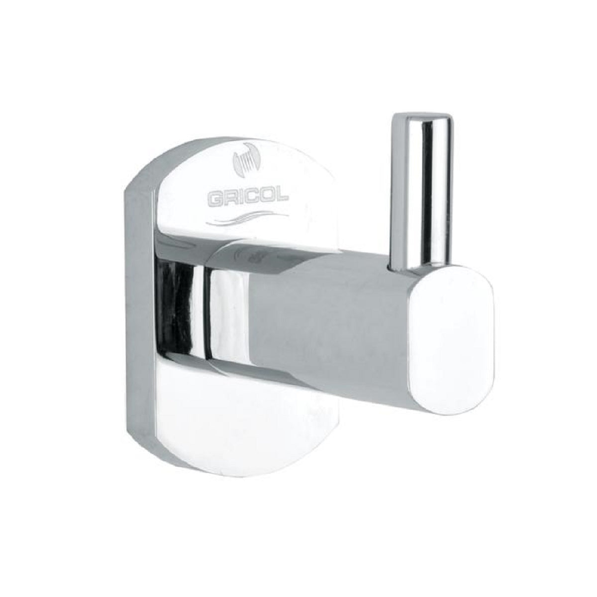 Gancho perchero metálico Portobello para baño en acabado cromado ref. 01-2502-07 de vista isométrica