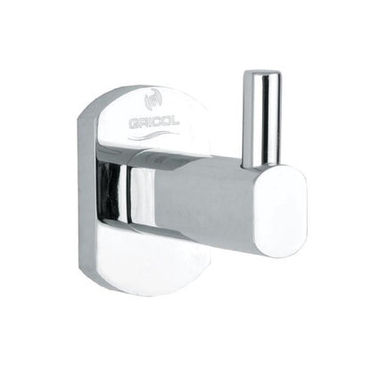 Gancho perchero metálico Portobello para baño en acabado cromado ref. 01-2502-07 de vista isométrica