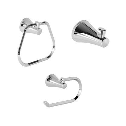 Kit de accesorios 3 piezas, incluye toallero aro, gancho y portarrollo  para baño Contempra cromado ref. 01-2524-11 para instalar en pared.