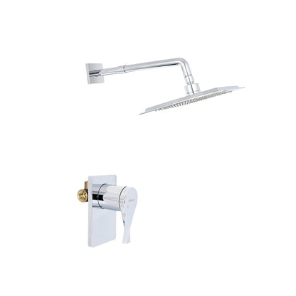 Conjunto Ducha Monomando Sion con regadera Iseo cuadrado bajo consumo de escudo cuadrado cromado, vista de perfil