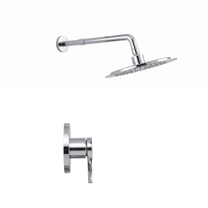 Conjunto Ducha Monomando Sion con regadera Iseo redonda bajo consumo de escudo redondo de acabado cromado, vista de perfil