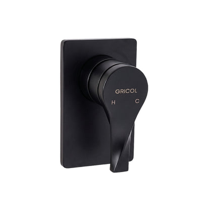 Ducha Monomando Sion con escudo cuadrado negro mate ref. 01-2605-07SR  y manija con diseño