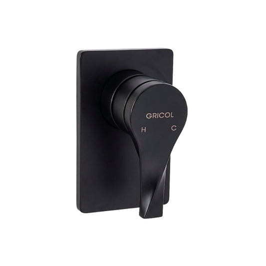 Ducha Monomando Sion con escudo cuadrado negro mate ref. 01-2605-07SR  y manija con diseño