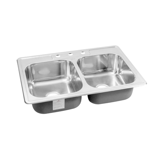 Lavaplatos De Empotrar Doble Poceta 84 X 56 Cm Con Complementos Para Mezclador