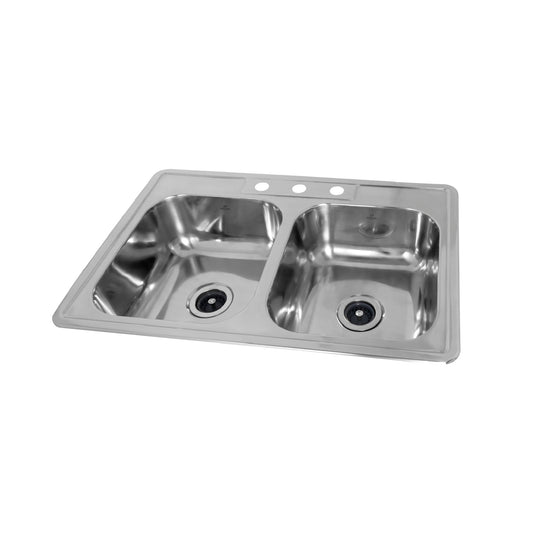 Lavaplatos De Empotrar Doble Poceta 84 X 56 Cm