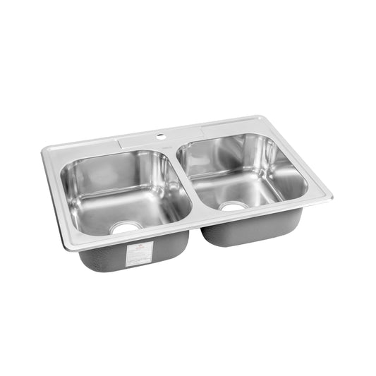 Lavaplatos De Empotrar Doble Poceta 84 X 56 Cm Con Complementos