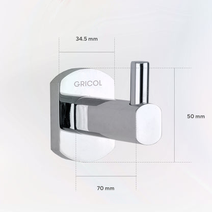 Plano técnico del gancho metálico Portobello GRICOL con medida de 7 cm de largo 