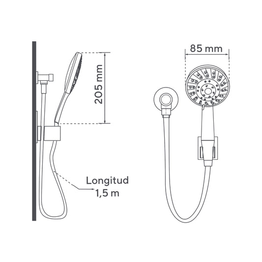 Teleducha Con Tres Funciones Incluye Desviador Y Manguera Izmir
