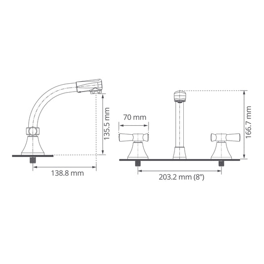 Mezclador Lavamanos  8" Toscana