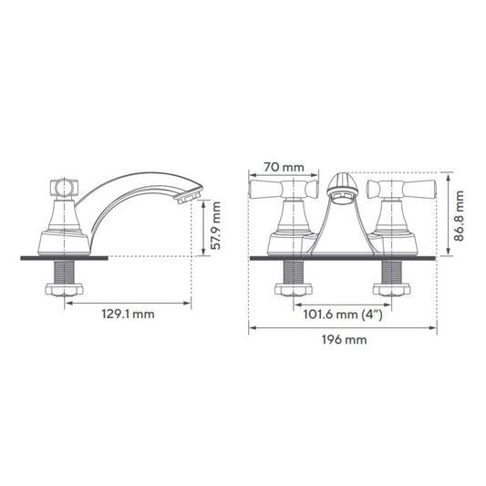 Mezclador Lavamanos 4" Toscana