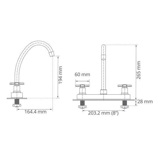 Mezclador Lavaplatos 8" Atlántico