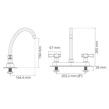 Mezclador Lavaplatos 8" Helix Pala
