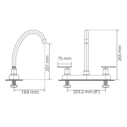 Mezclador Lavaplatos 8" Piana