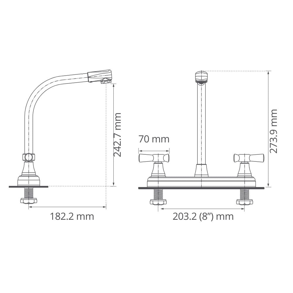 Mezclador Lavaplatos 8" Toscana
