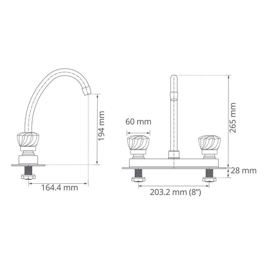 Mezclador Lavaplatos 8" Kristhal